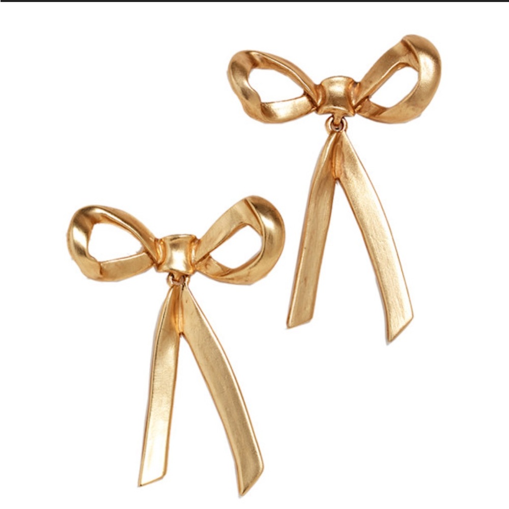 OSCAR DE LA RENTA • Simply Elegant Sculpted Mobile Vintage Bow Earrings - Picture 10 of 12